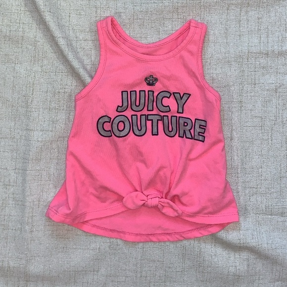 Juicy Couture 12 Month Little Girl Neon Pink Tank with Knot detailing - Picture 1 of 3